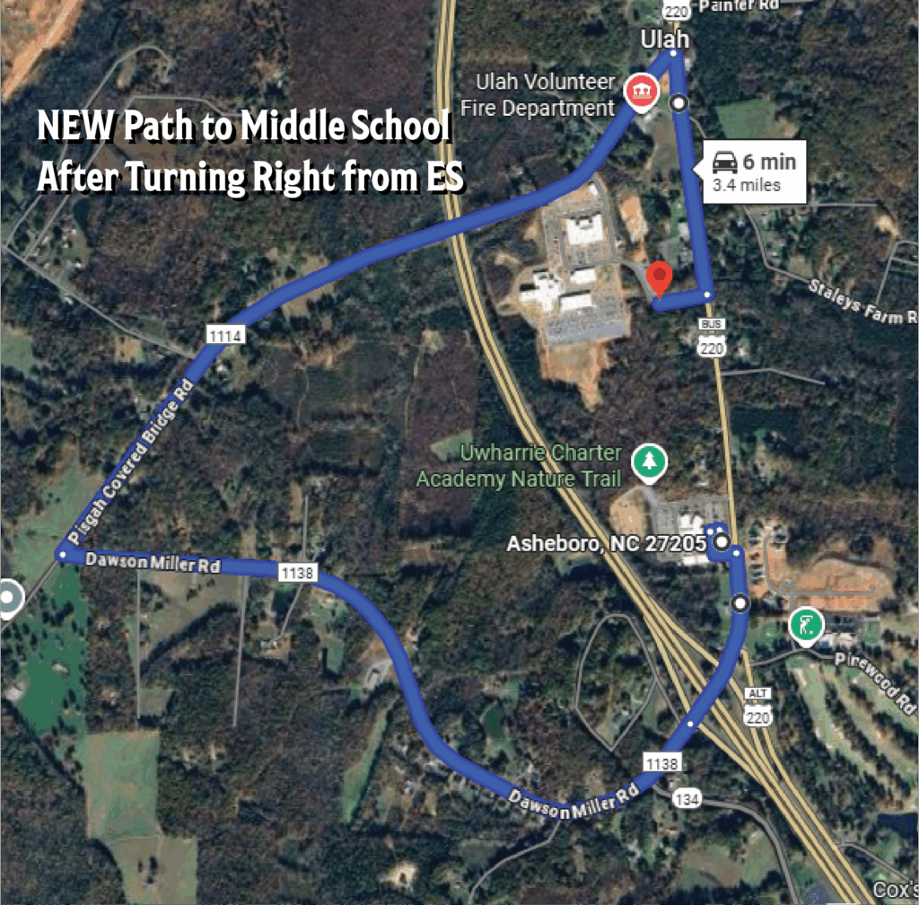 Path to the Middle School from ES turning right.